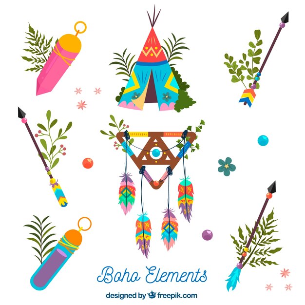 손으로 그린 boho 요소 컬렉션