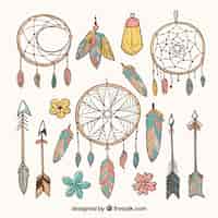 Free vector hand drawn boho element collection