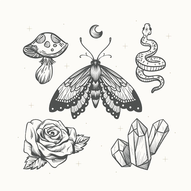 Hand drawn boho element pack