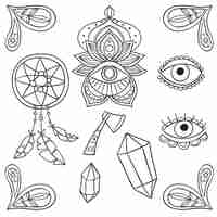 Free vector hand drawn boho elements collection