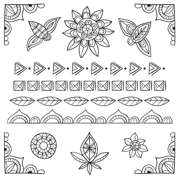 Hand drawn boho elements collection