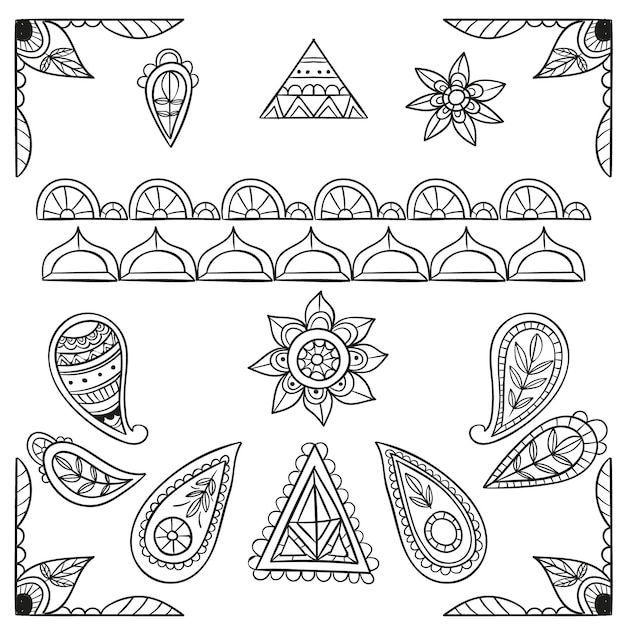 Hand drawn boho elements collection