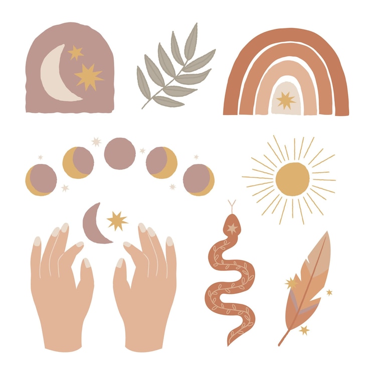 Free Vector hand drawn boho elements collection