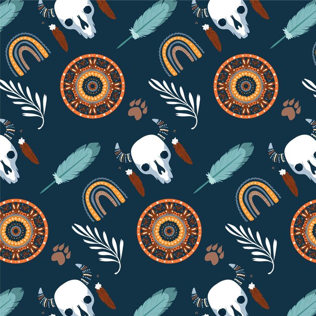 Free vector hand drawn boho elements pattern