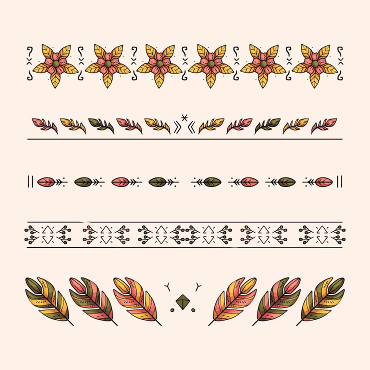 Free Vector hand drawn boho elements set