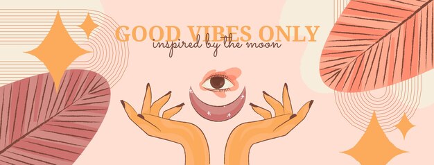 Free vector hand drawn boho facebook cover