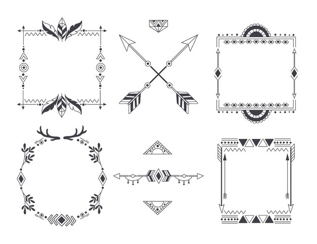 Hand drawn boho frame collection