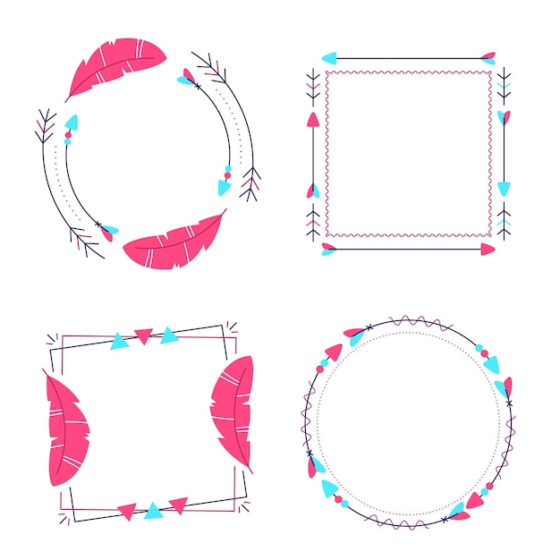 Free vector hand drawn boho frame collection