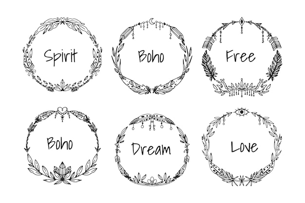 Hand drawn boho frame collection