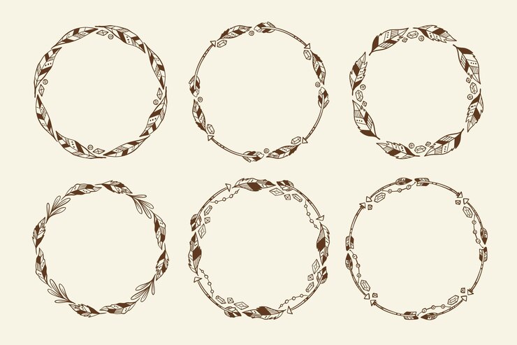 Free Vector hand drawn boho frame collection