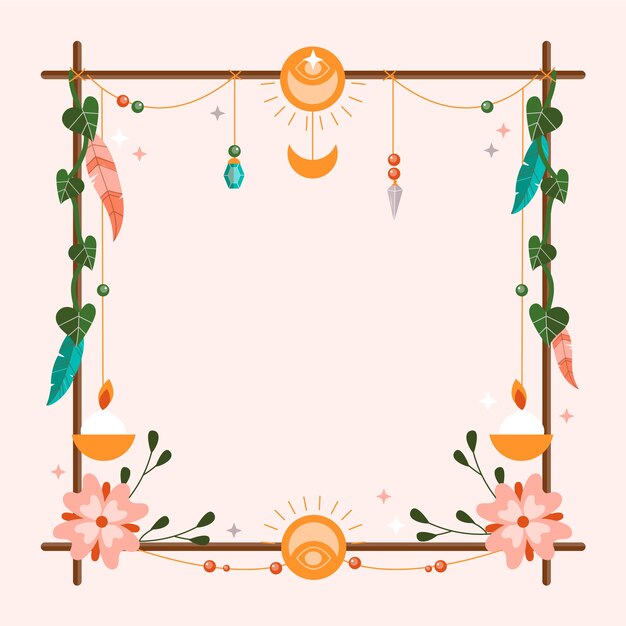 Hand drawn boho frame design