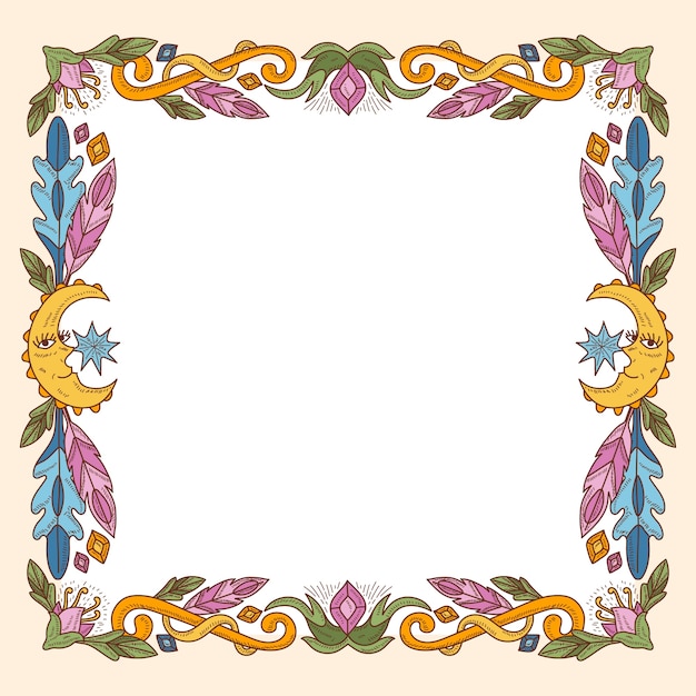 Free vector hand drawn boho frame design