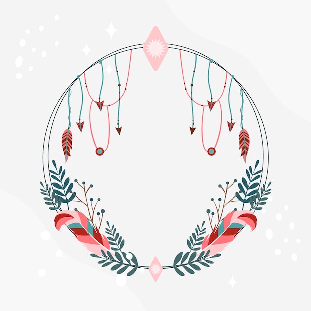 Free vector hand drawn boho frame illustration