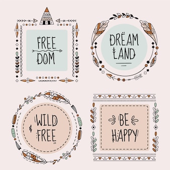 Hand drawn boho frame pack