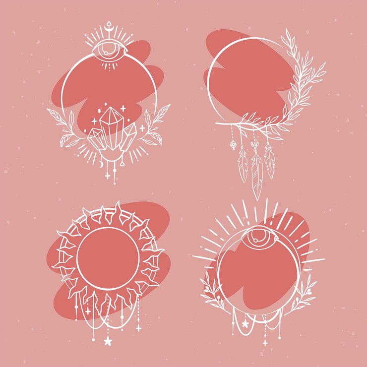 Free Vector hand drawn boho frame pack
