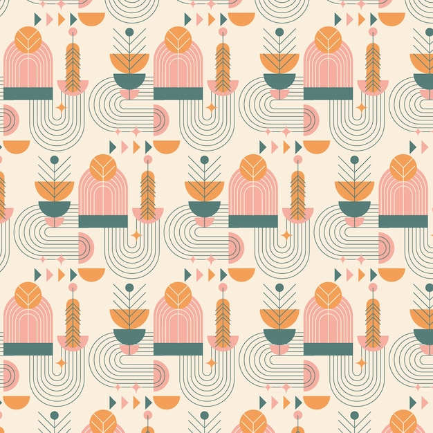 Free vector hand drawn boho geometric pattern