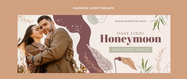 Бесплатное векторное изображение Обложка facebook для медового месяца в стиле бохо