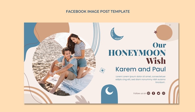 Free vector hand drawn boho honeymoon facebook post