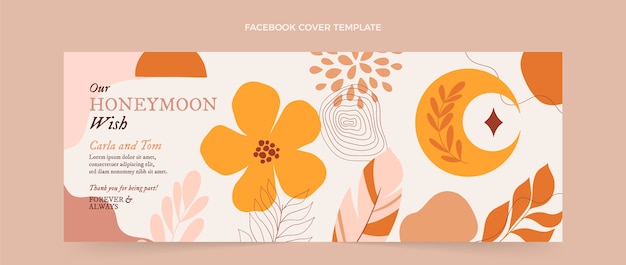 Hand drawn boho honeymoon social media cover template