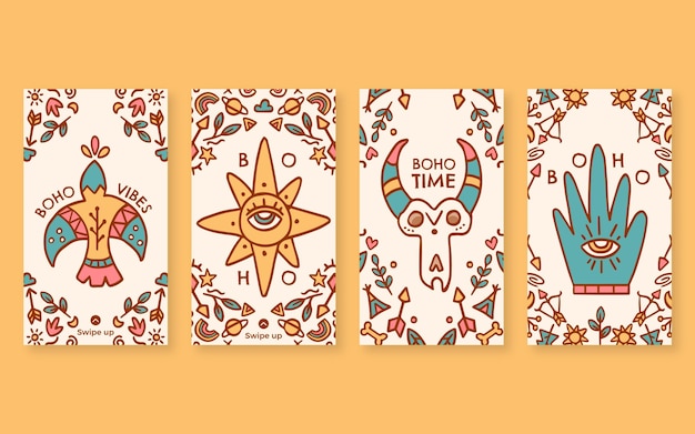 Hand drawn boho instagram stories collection