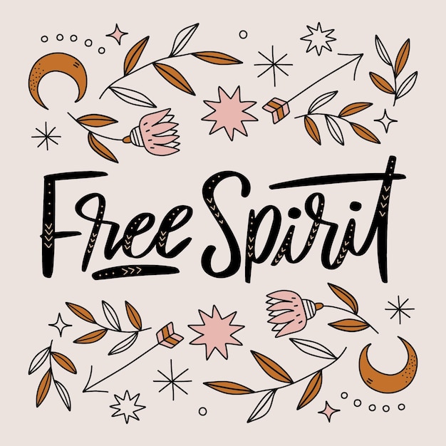 Free vector hand drawn boho lettering