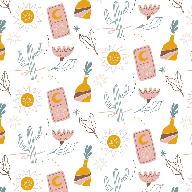 Hand drawn boho pattern design