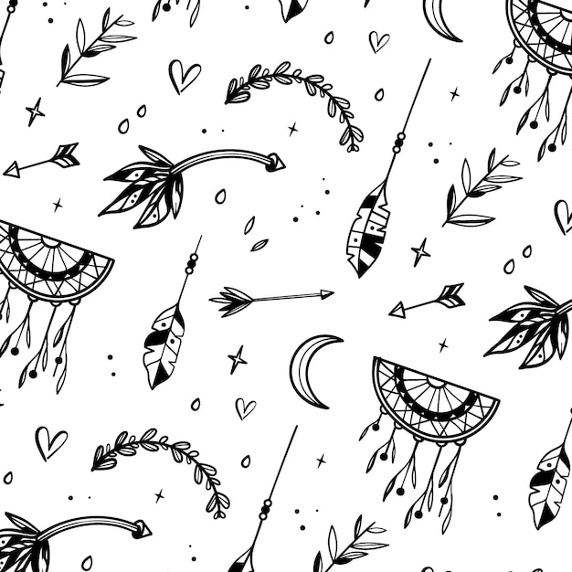 Free vector hand drawn boho pattern design