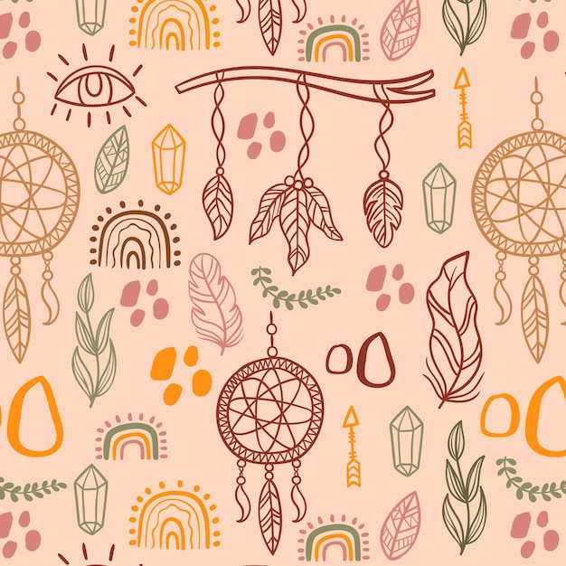 Hand drawn boho pattern design