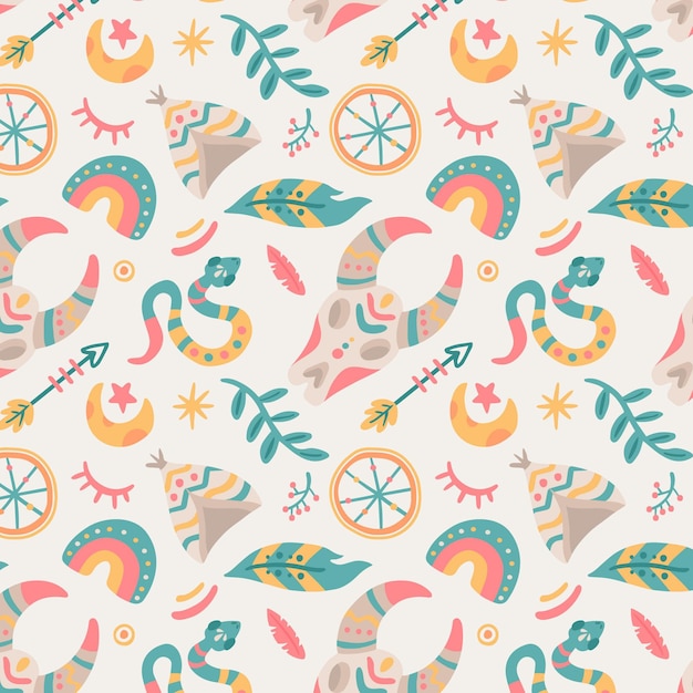 Free vector hand drawn boho pattern design