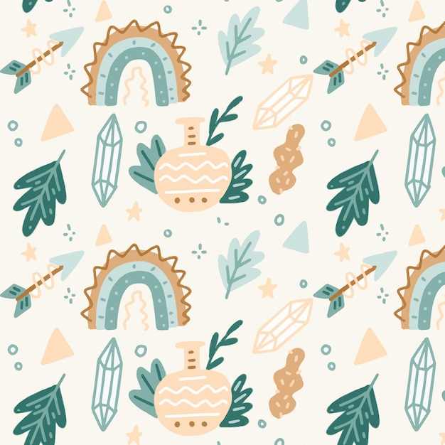 Free vector hand drawn boho pattern design