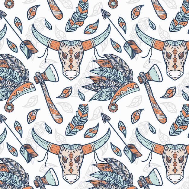 Hand drawn boho pattern design