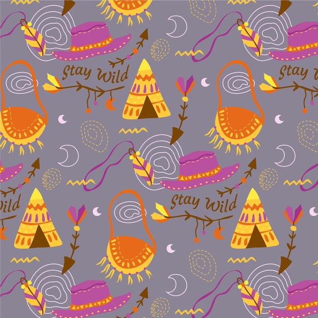 Free vector hand drawn boho pattern design