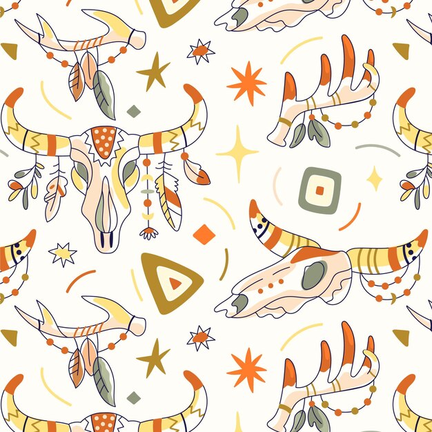 Hand drawn boho pattern design