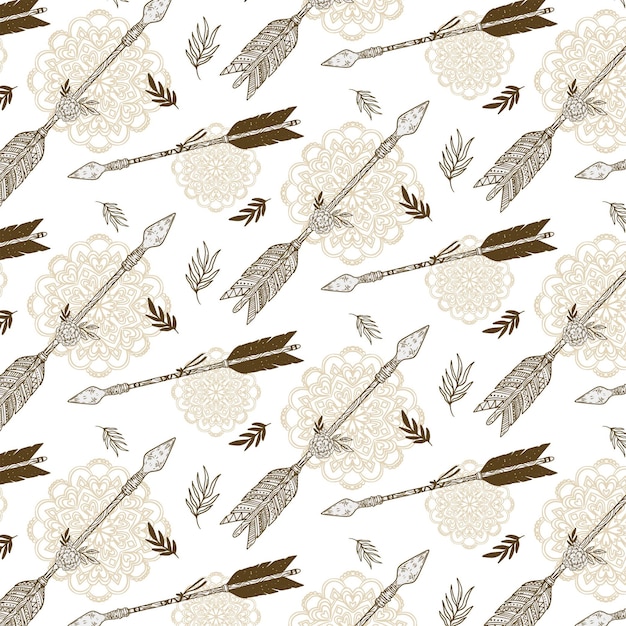 Free vector hand drawn boho pattern with arrows