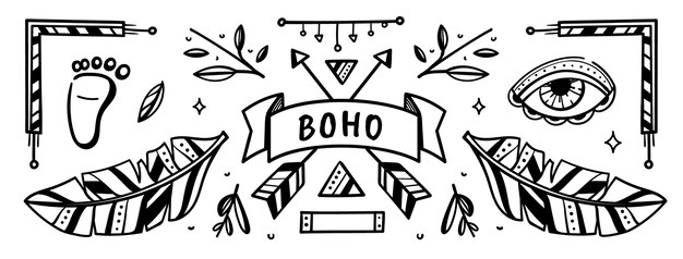 Hand drawn boho social media cover template