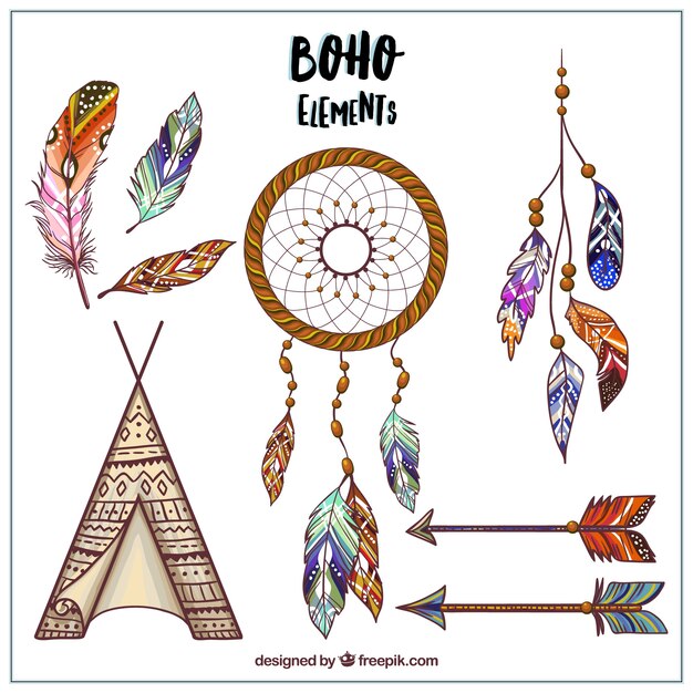 손으로 그린 boho 스타일 디자인