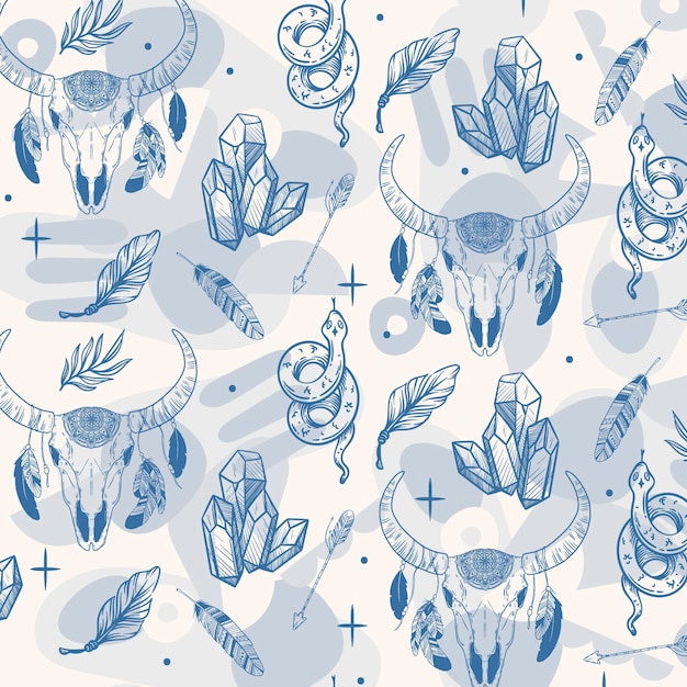 Hand drawn boho style pattern