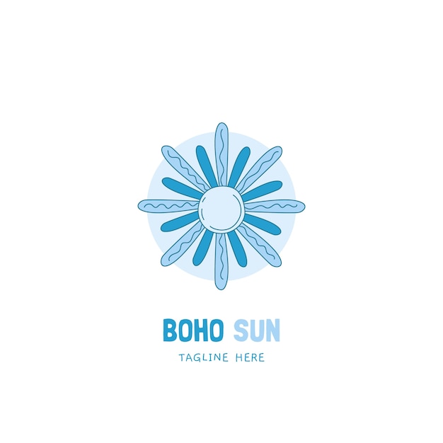 Hand drawn boho sun logo design