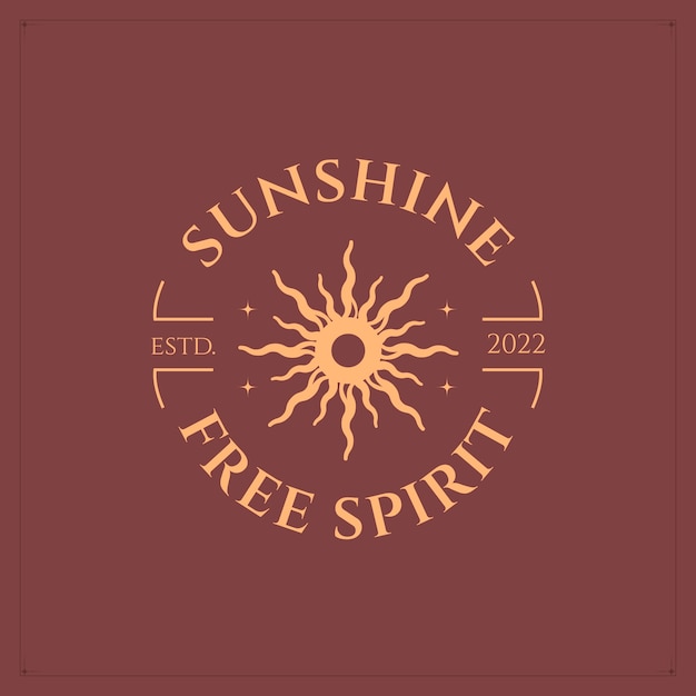 Hand drawn boho sun logo design