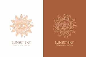 Free vector hand drawn boho sun logo