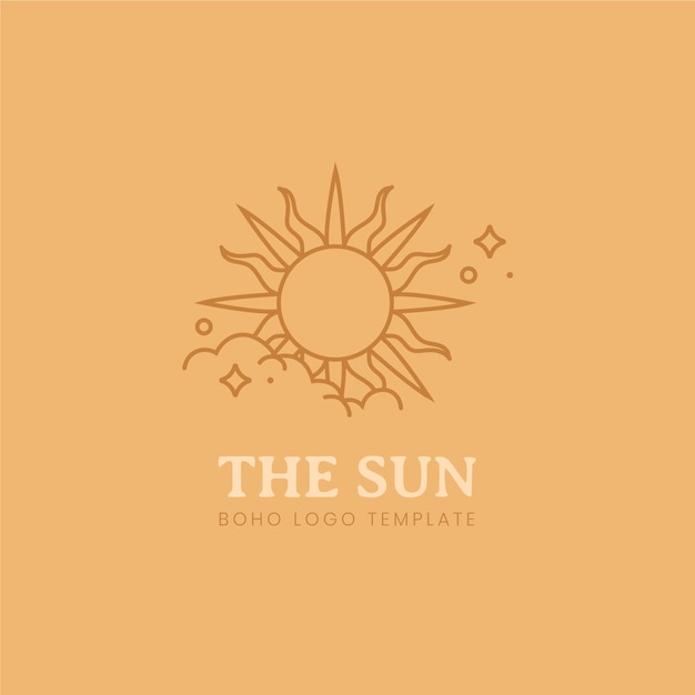 Vettore gratuito logo del sole boho disegnato a mano