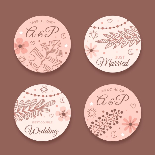 hand drawn boho wedding labels