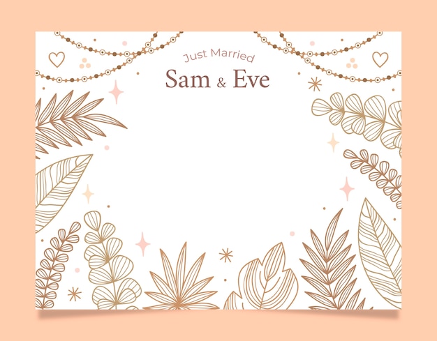 Hand drawn boho wedding photocall template