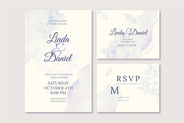 Hand drawn boho wedding stationery