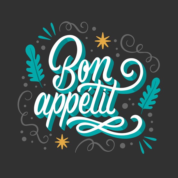 Hand drawn bon appetit lettering