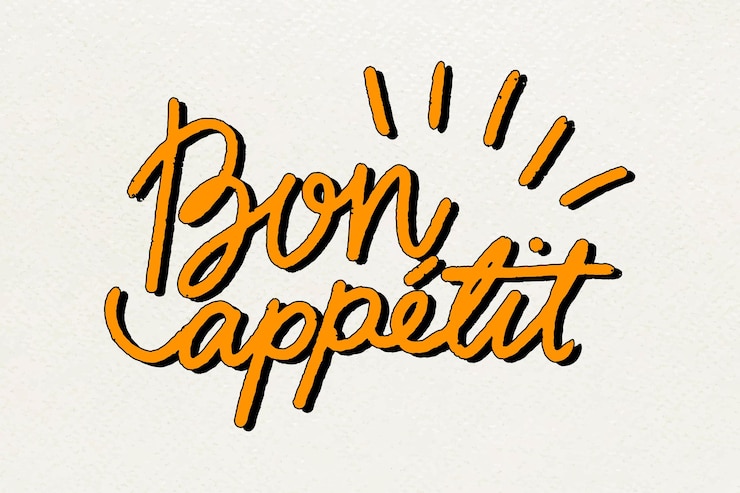 Free Vector hand drawn bon appetit typography stylized font