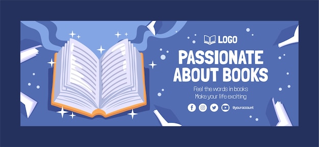 Hand drawn book club facebook cover template