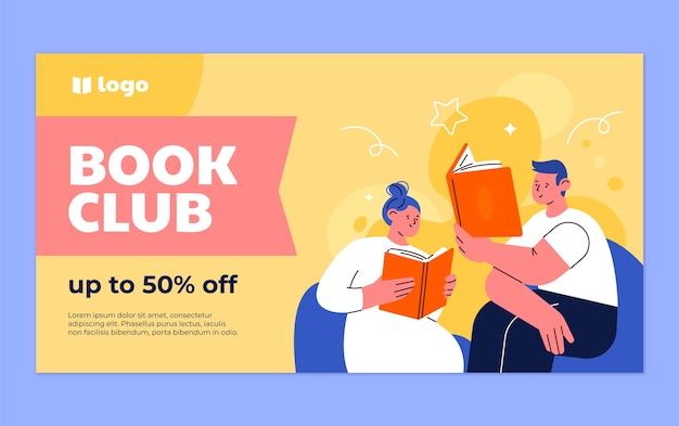 Vettore gratuito post facebook del club del libro disegnato a mano