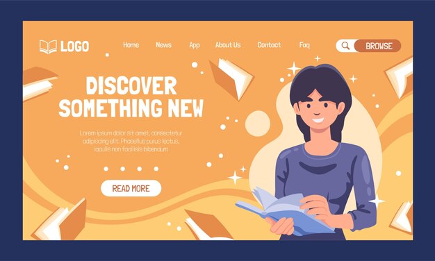 Free vector hand drawn book club landing page template