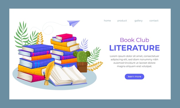 Free vector hand drawn book club landing page